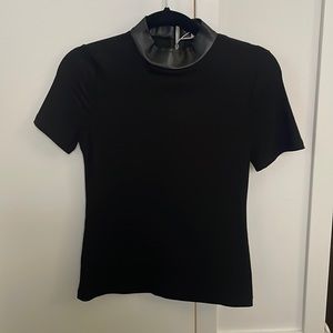 Black zara top with leather collar